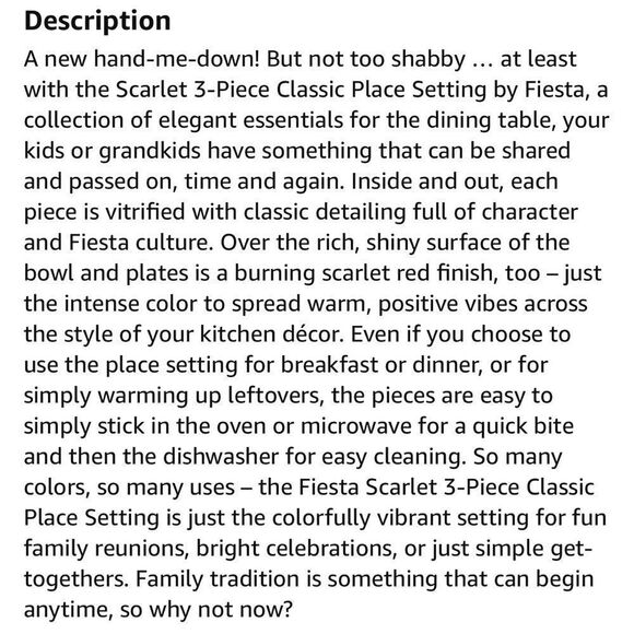 FIESTA 3pc Classic Dinnerware Set. NWOT (used as display only) - Picture 4 of 4